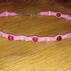 Choker necklace with magenta tigers eye and light pink tigers eye